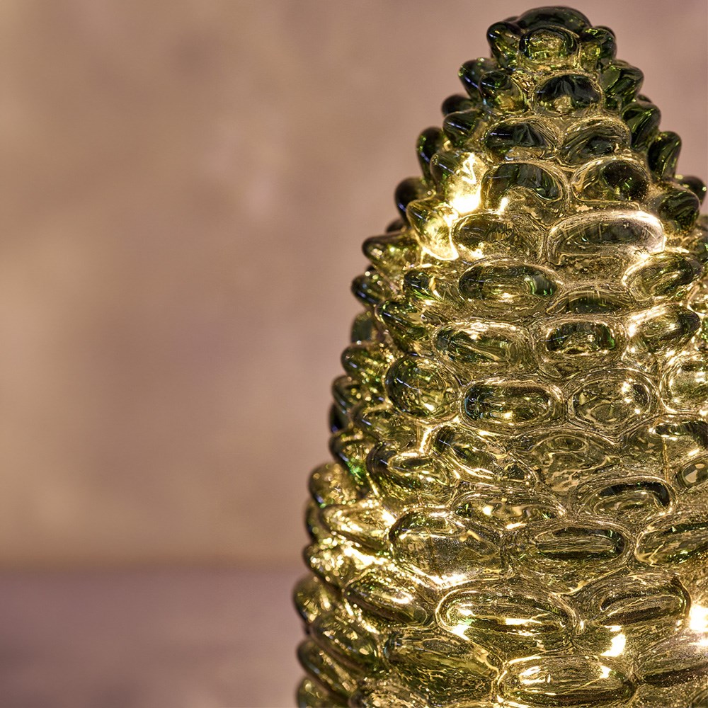 Light up glass pinecone