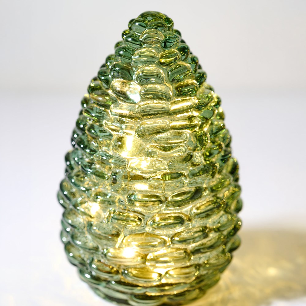Light up glass pinecone